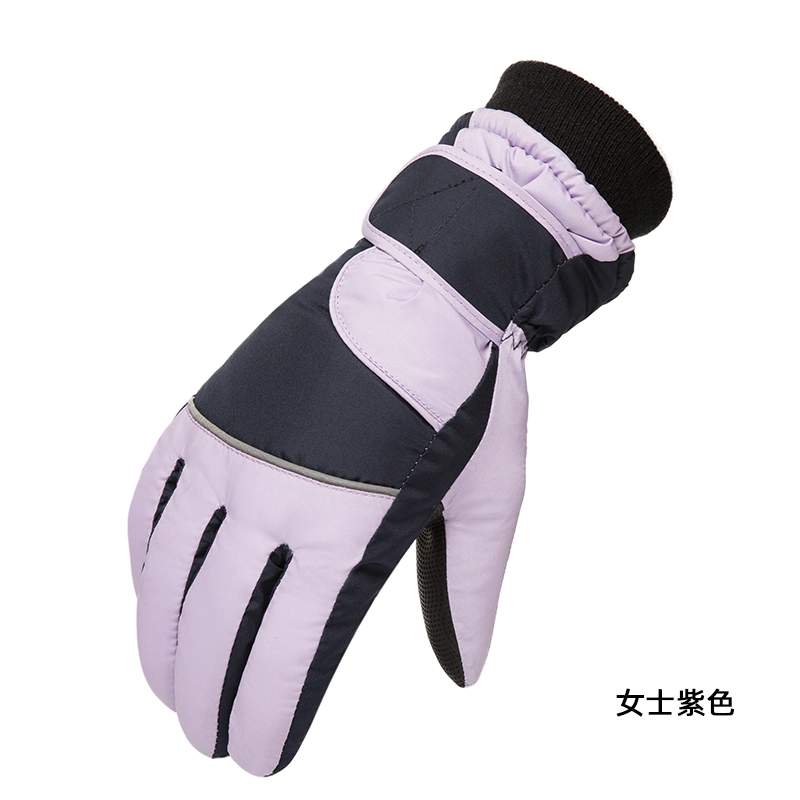 Women&prime;s Purple Ski Warm Gloves Outdoor Sports Protective Thick Gloves