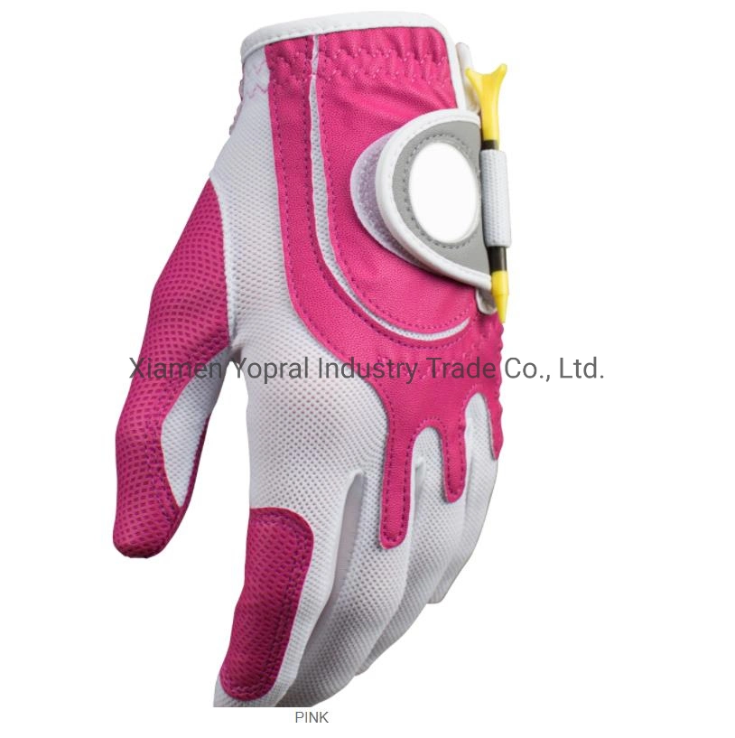 Manufacture Cheap Quality Indonesia Cabretta Leather Breathable Mesh Woman Putting on Golf Gloves